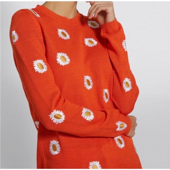 Mansur Gavriel Coral Orange Daisy Sweater - Picture 1 of 7